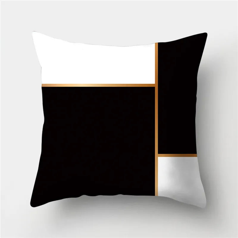 Black-Gold Geometric Cushion Cover