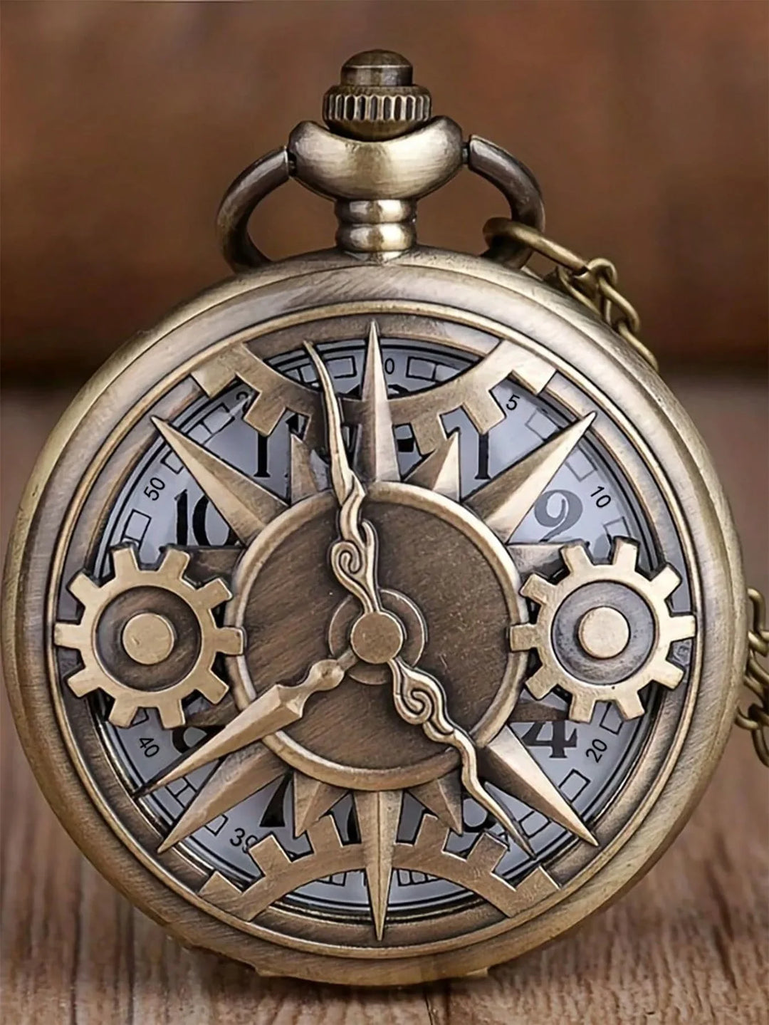 Antique Steampunk Quartz Pocket Watch - Hollow Gear Movement