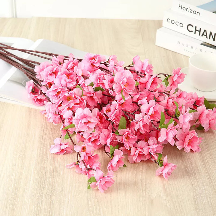 Artificial Silk Peach Blossom Branch