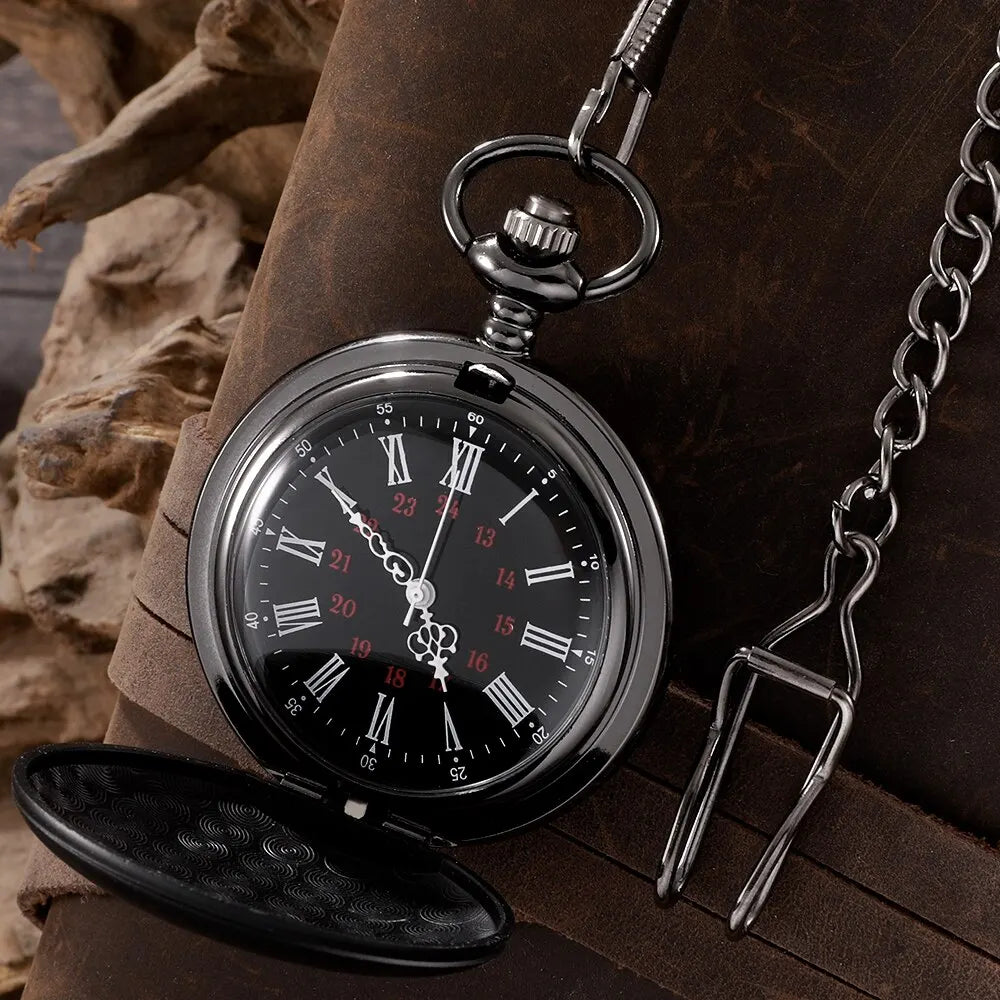 Classic Pocket Watch: Smooth Steel Fob Chain for Men & Women