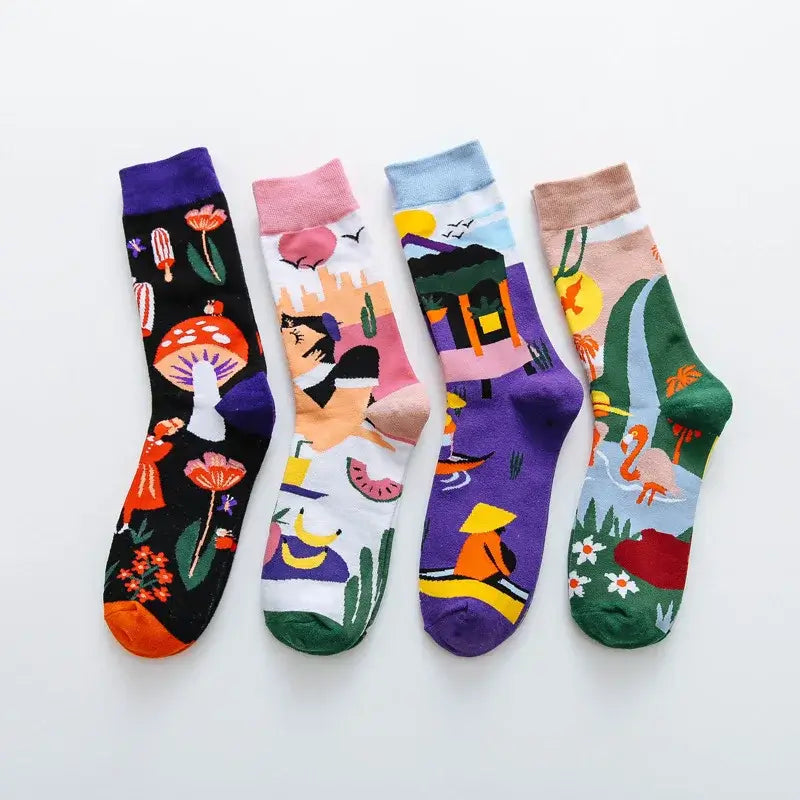 Colorful Occident Fashion Print Socks