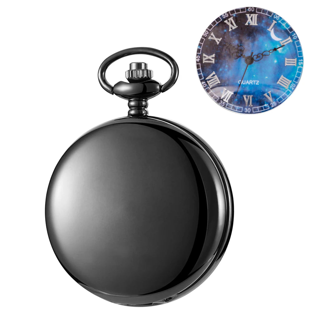 Vintage Black Quartz Pocket Watch - Smooth All Hunter Series