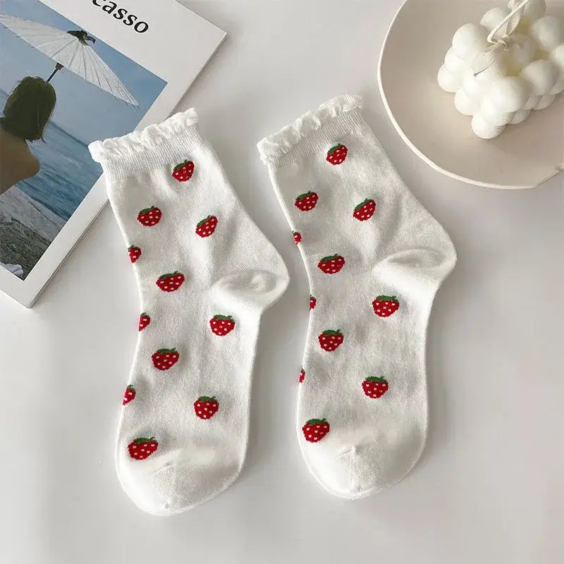 Cute White Women Cotton Socks