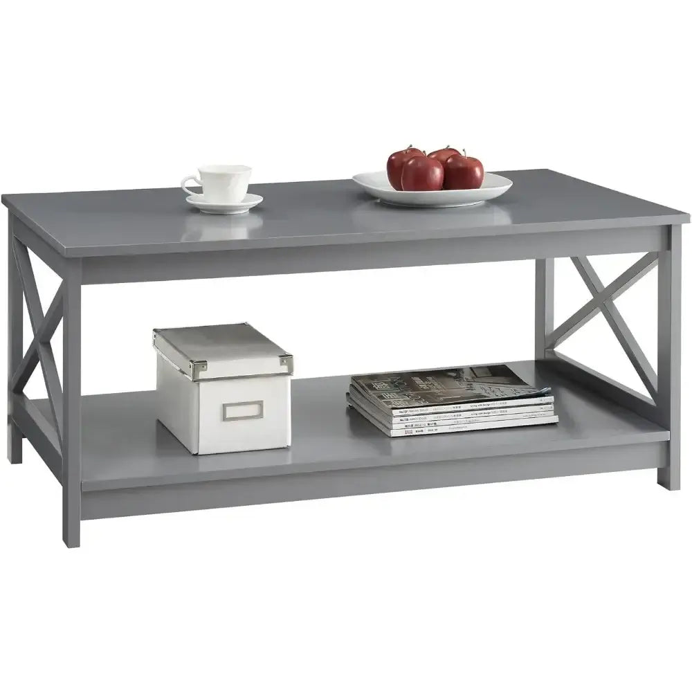 Oxford Coffee Table With Shelf, Gray