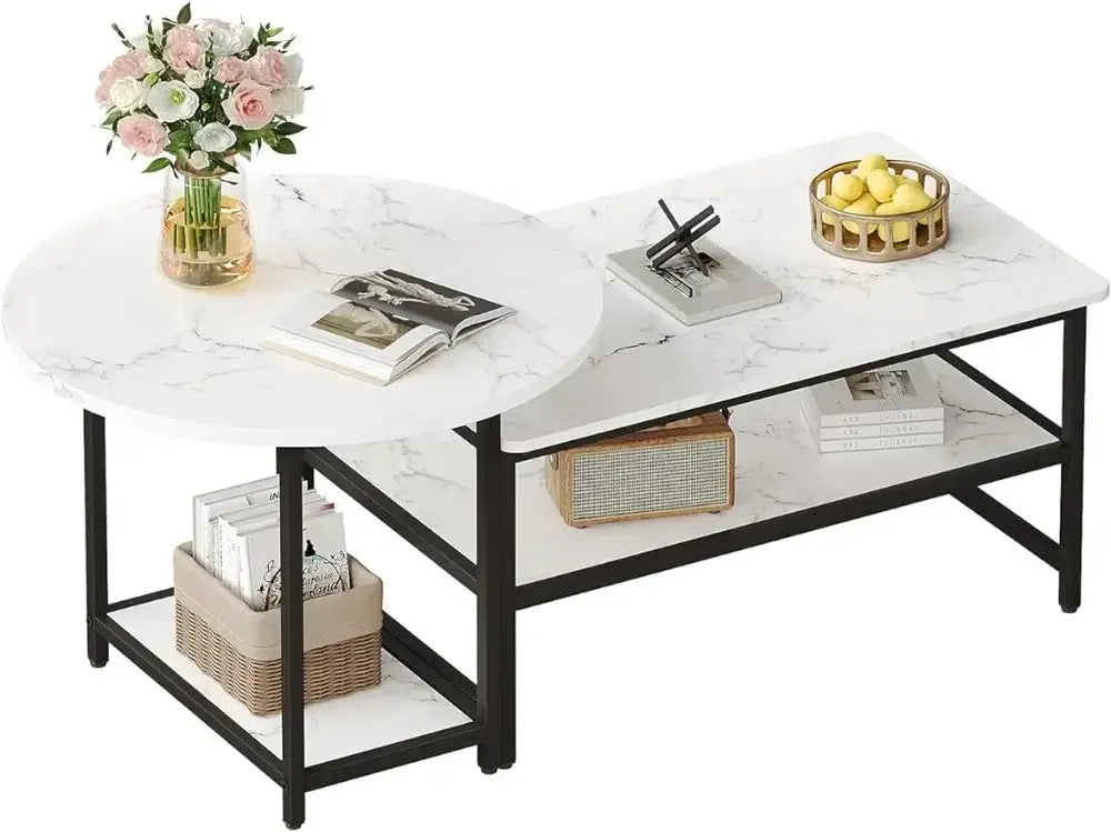 Modern Coffee Tables for Living Room, White Marble