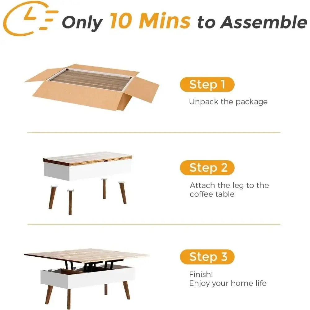 3 in 1 Lift Top Coffee Table with Hidden Storage