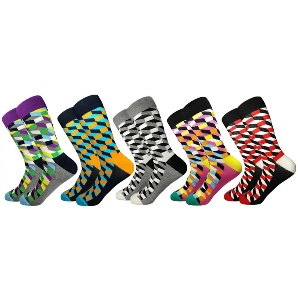 5 Pairs Novelty Men's Cotton Colorful Pattern Socks