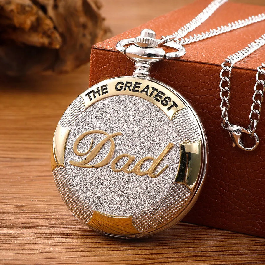 Vintage 'Greatest Dad' Quartz Pocket Watch