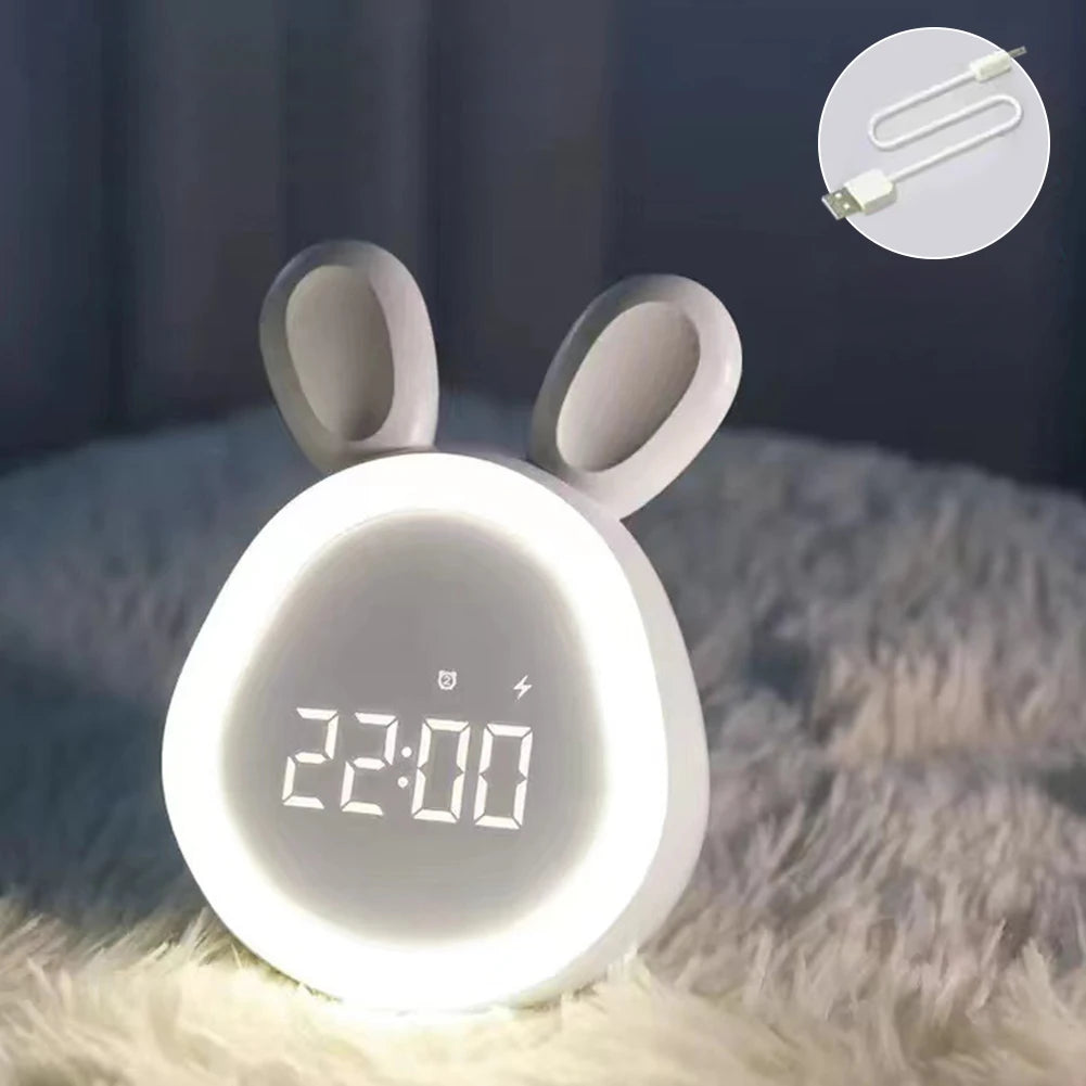 Cute Rabbit Alarm Clock with Night Light