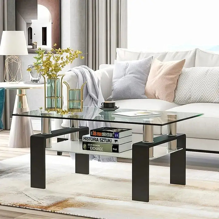 2-Tier Modern Side Coffee Table for Living Room