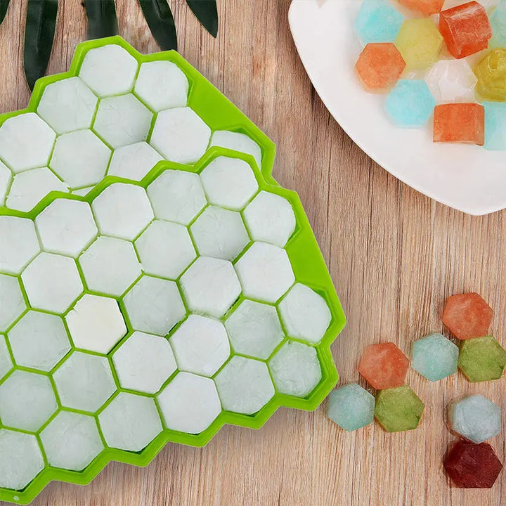 Large Silicone Ice Cube Mold Tray - BPA Free with Lids