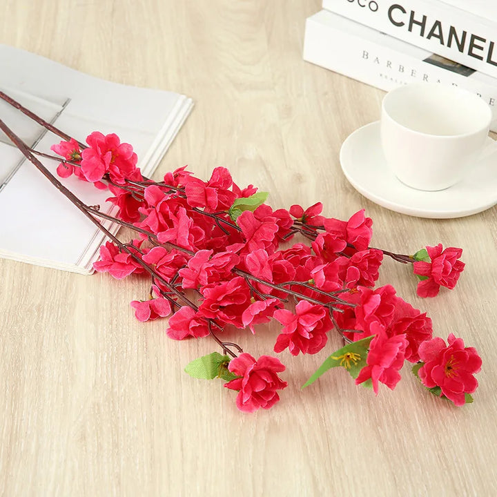 Artificial Silk Peach Blossom Branch