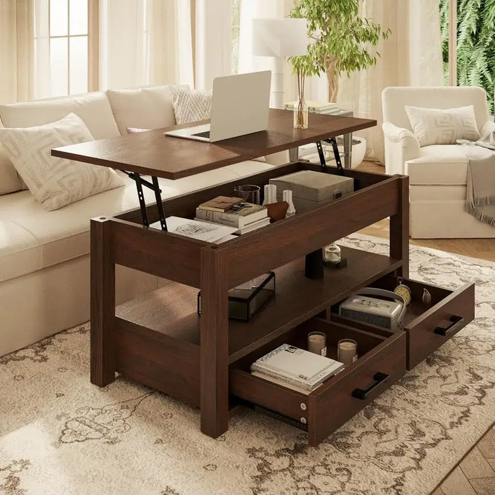 Coffee Table w/ Storage Drawers & Hidden Compartment