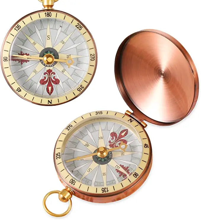 Vintage Copper Pocket Watch with Compass