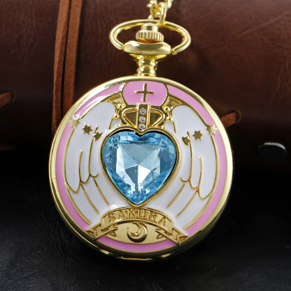 Sapphire Charming Girl Warrior Quartz Pocket Watch