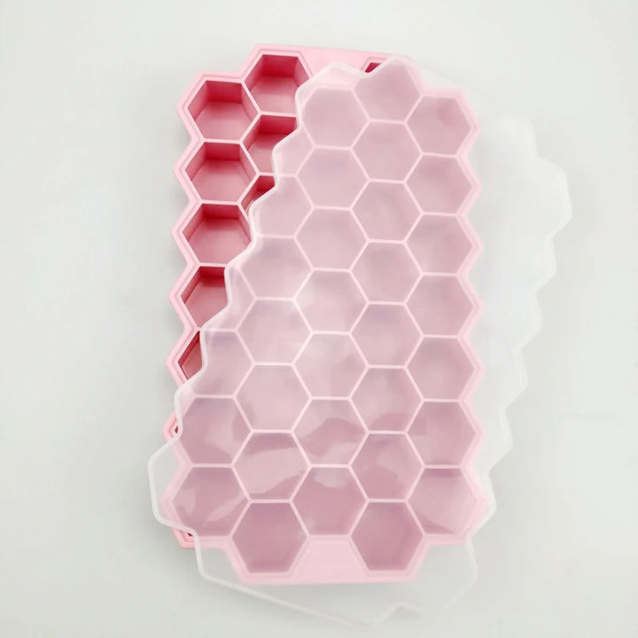 Large Silicone Ice Cube Mold Tray - BPA Free with Lids