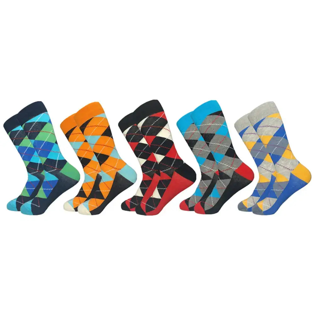 5 Pairs Novelty Men's Cotton Colorful Pattern Socks