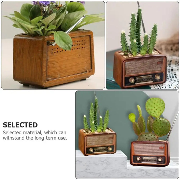 Retro Radio Planter: Versatile Garden Succulent Container