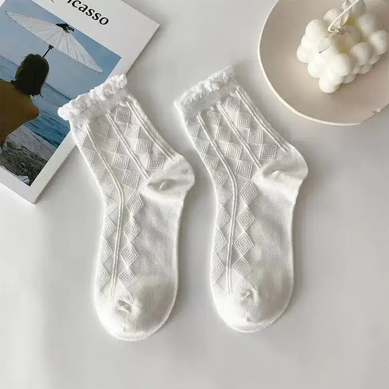 Cute White Women Cotton Socks