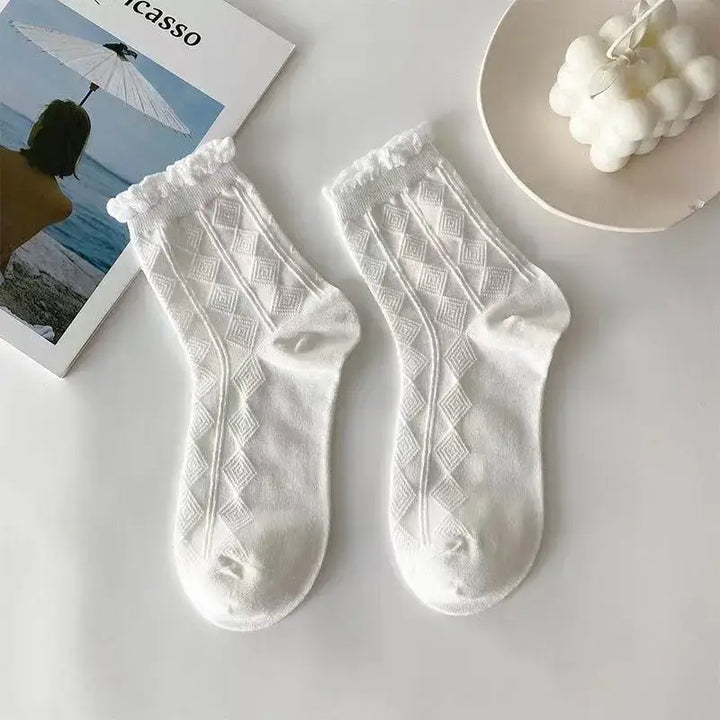 Cute White Women Cotton Socks