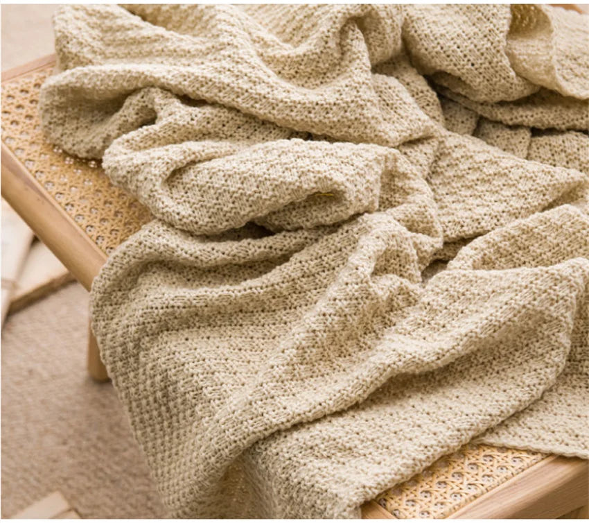 Nordic Chunky Knit Throw Blanket with Tassels