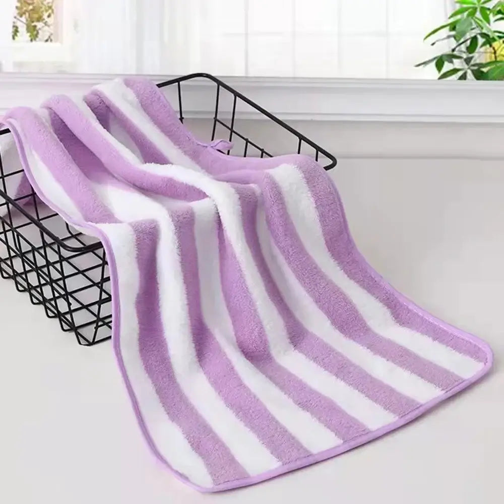 Striped Quick-Dry Bath Towel Set - Soft Microfiber Towels