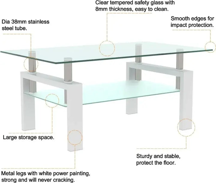 2-Tier Modern Side Coffee Table for Living Room