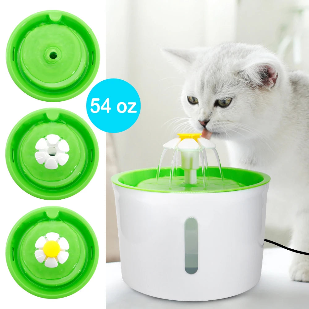 54 oz Quiet Automatic Pet Water Fountain for Cats and Dogs