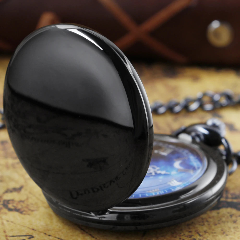 Vintage Black Quartz Pocket Watch - Smooth All Hunter Series