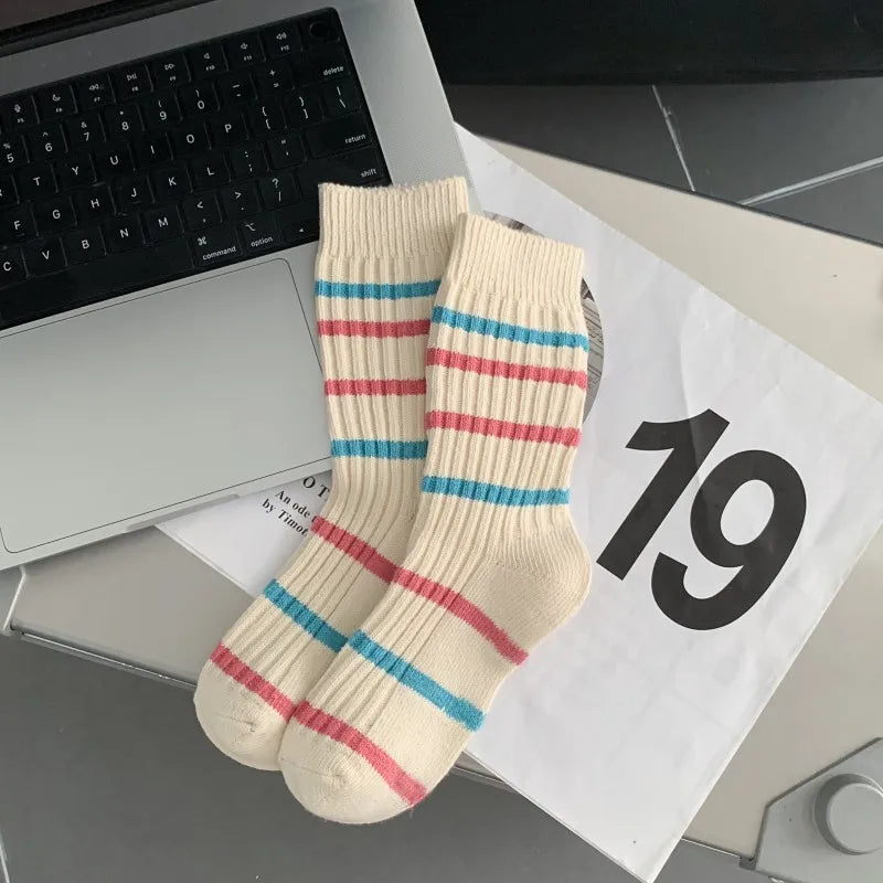 Long Cute Stripe Cotton Socks