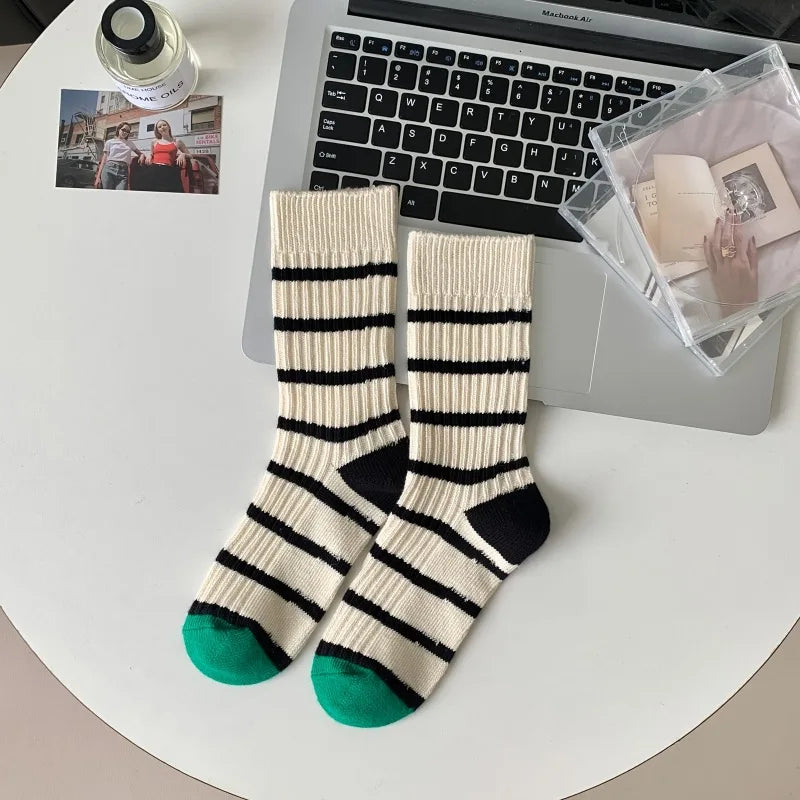 Long Cute Stripe Cotton Socks