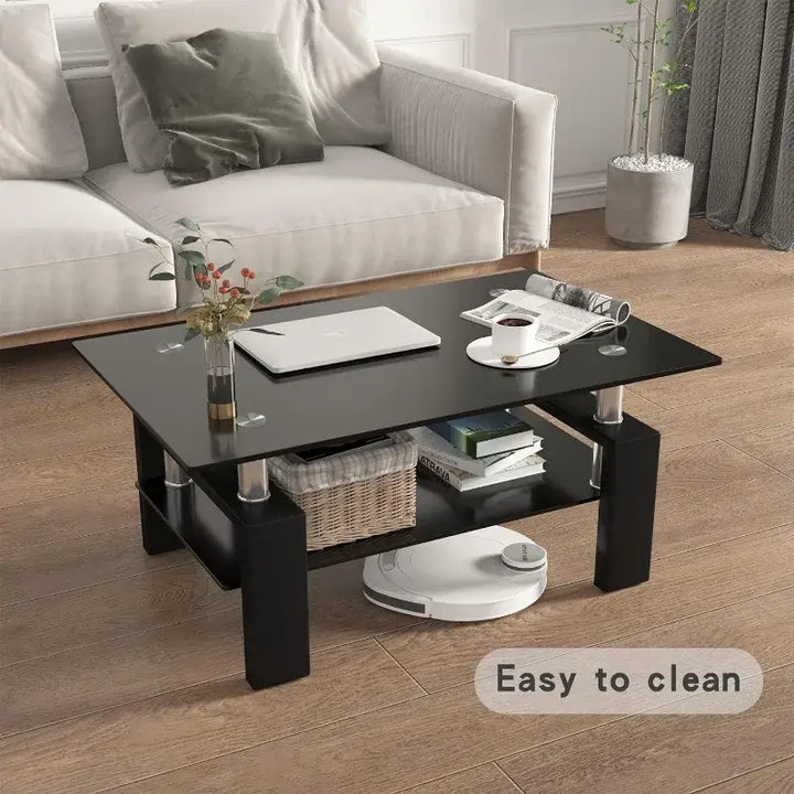 2-Tier Modern Side Coffee Table for Living Room