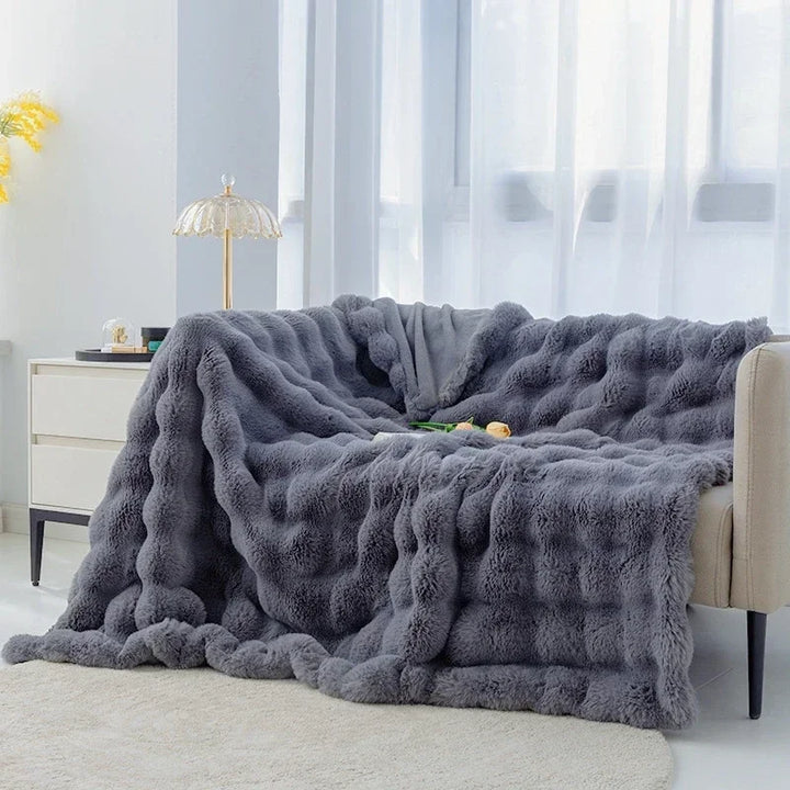 Luxury Imitation Fur Plush Blanket - Warm Fluffy Throw