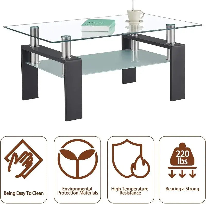 2-Tier Modern Side Coffee Table for Living Room