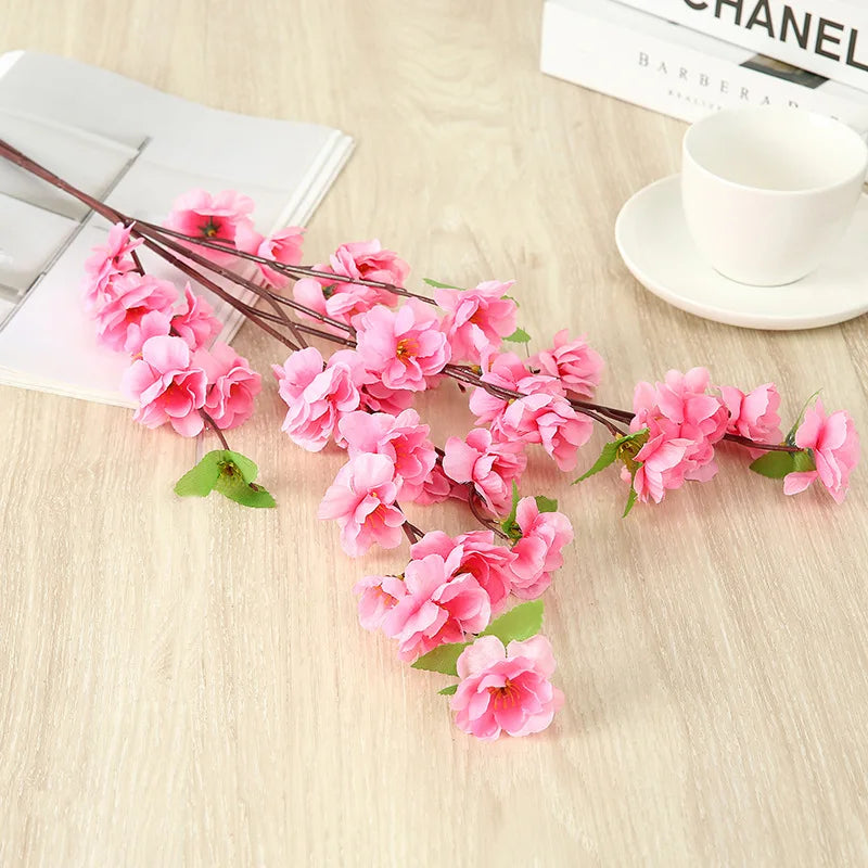 Artificial Silk Peach Blossom Branch