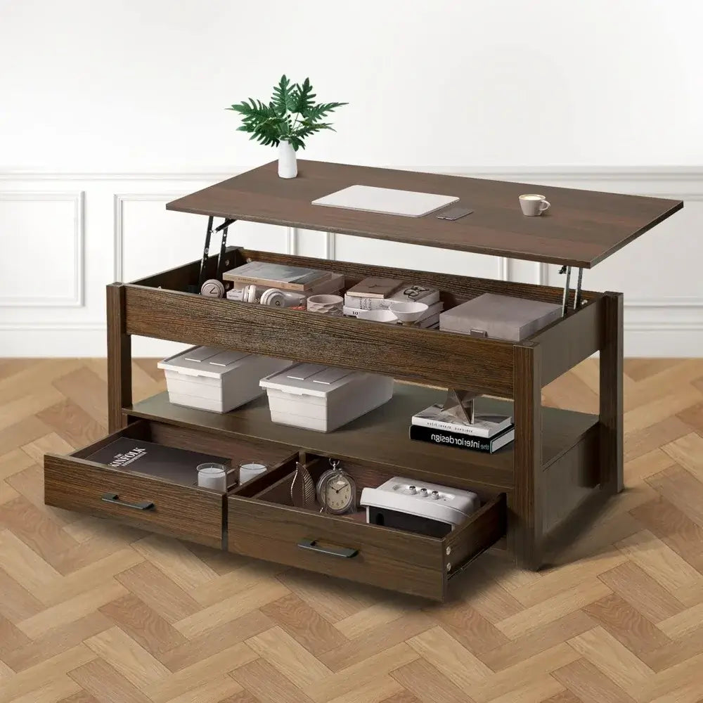 Coffee Table w/ Storage Drawers & Hidden Compartment