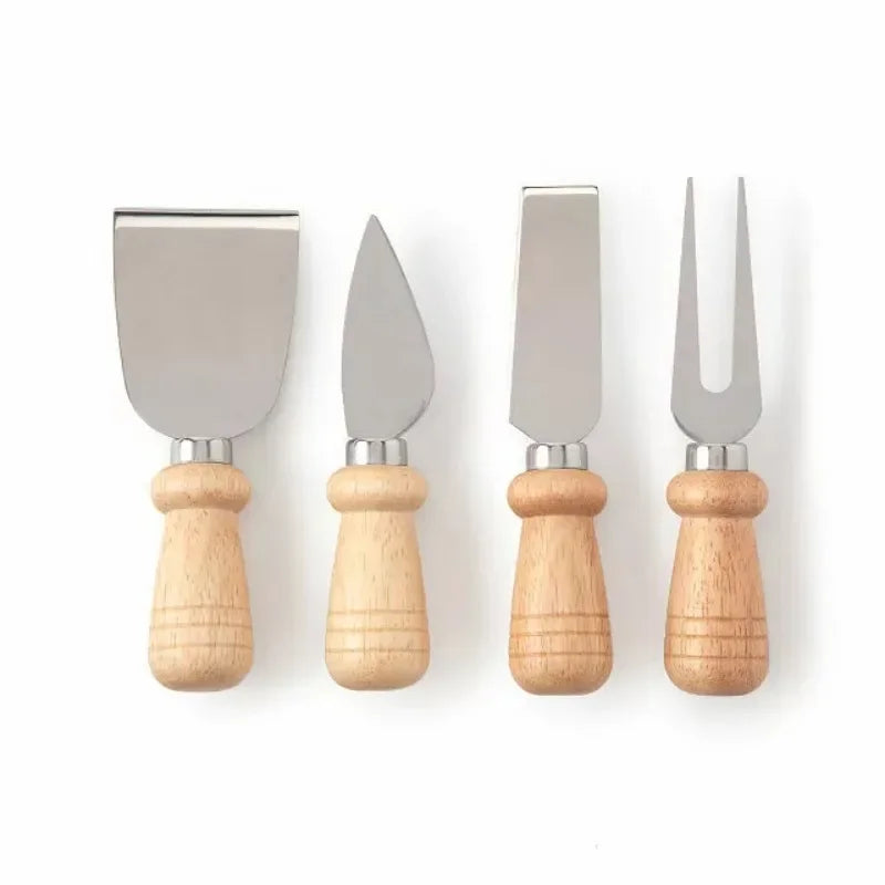 Oak Cheese Knife Set: 4pcs/6pcs of Cheese and Butter Knives