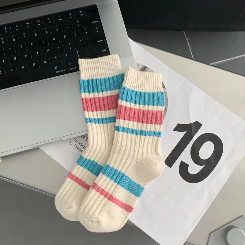 Long Cute Stripe Cotton Socks