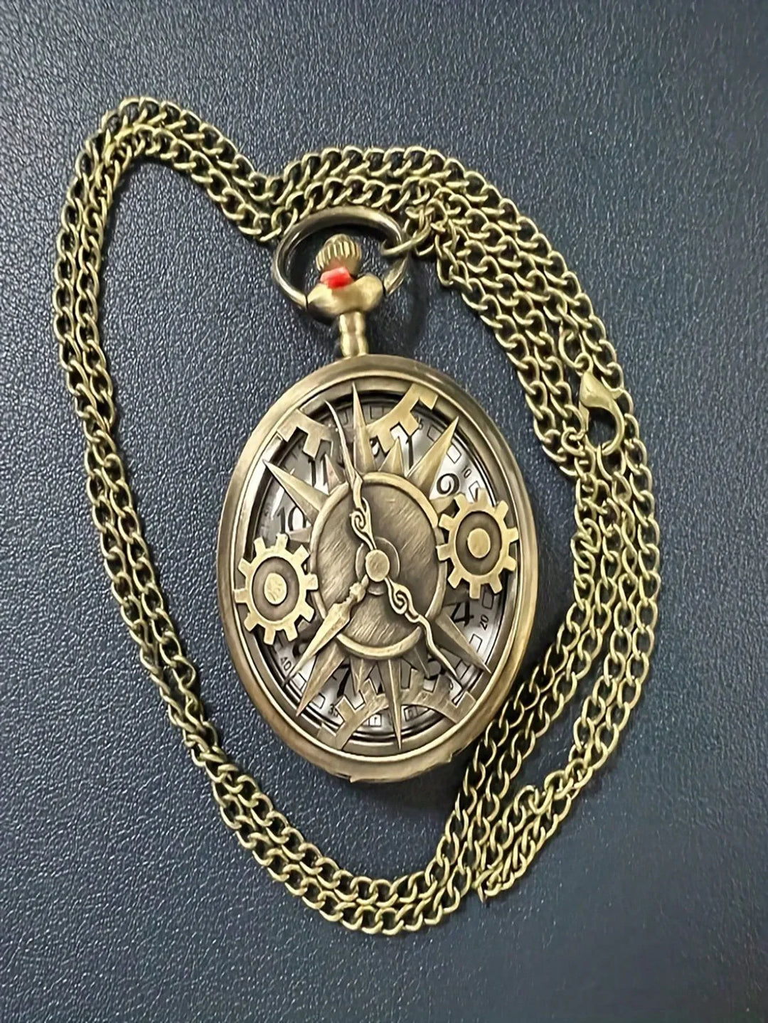 Antique Steampunk Quartz Pocket Watch - Hollow Gear Movement