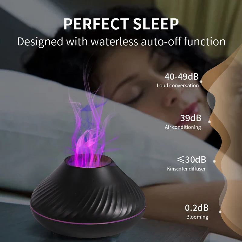 Volcanic Aroma Diffuser & USB Humidifier with Flame Light