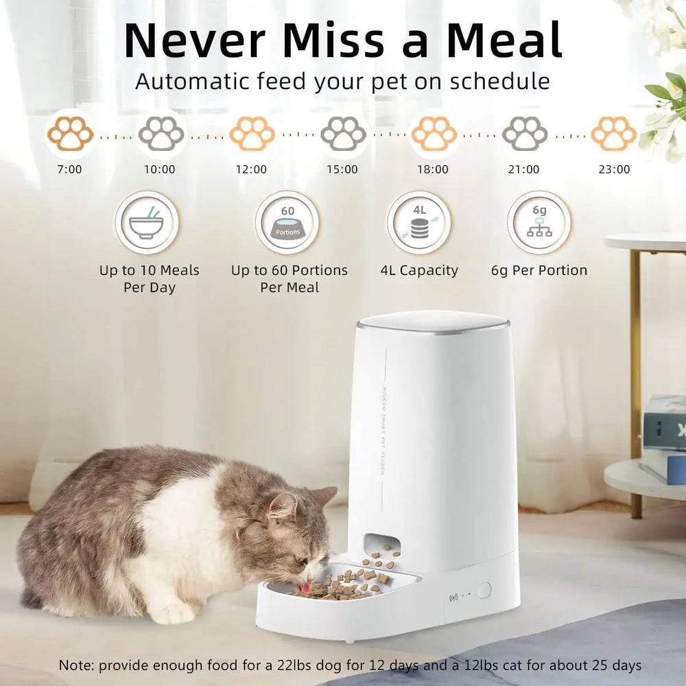 Smart Automatic Cat Feeder - WiFi Enabled Pet Food Dispenser