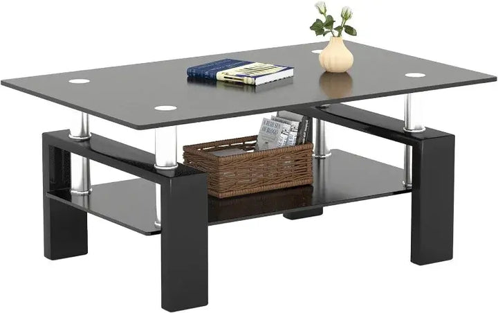 2-Tier Modern Side Coffee Table for Living Room