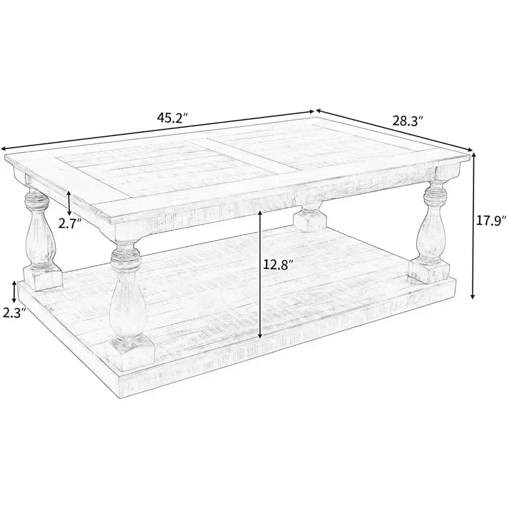 Wooden Coffee Table with Storage for Modern Living Room