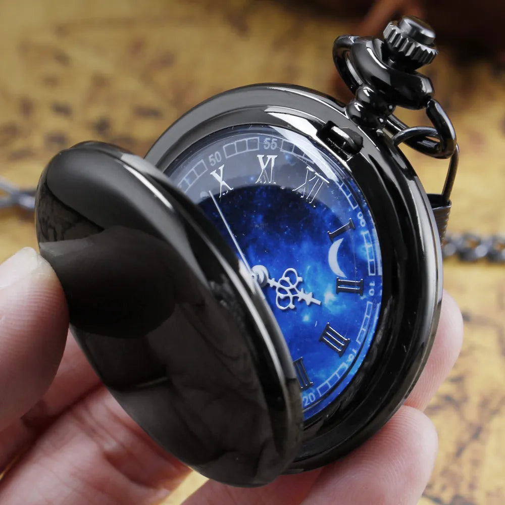 Vintage Black Quartz Pocket Watch - Smooth All Hunter Series