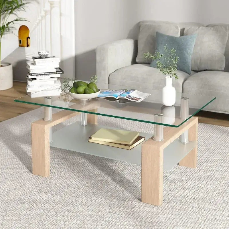 2-Tier Modern Side Coffee Table for Living Room