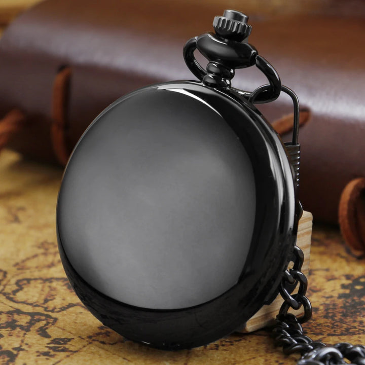 Vintage Black Quartz Pocket Watch - Smooth All Hunter Series