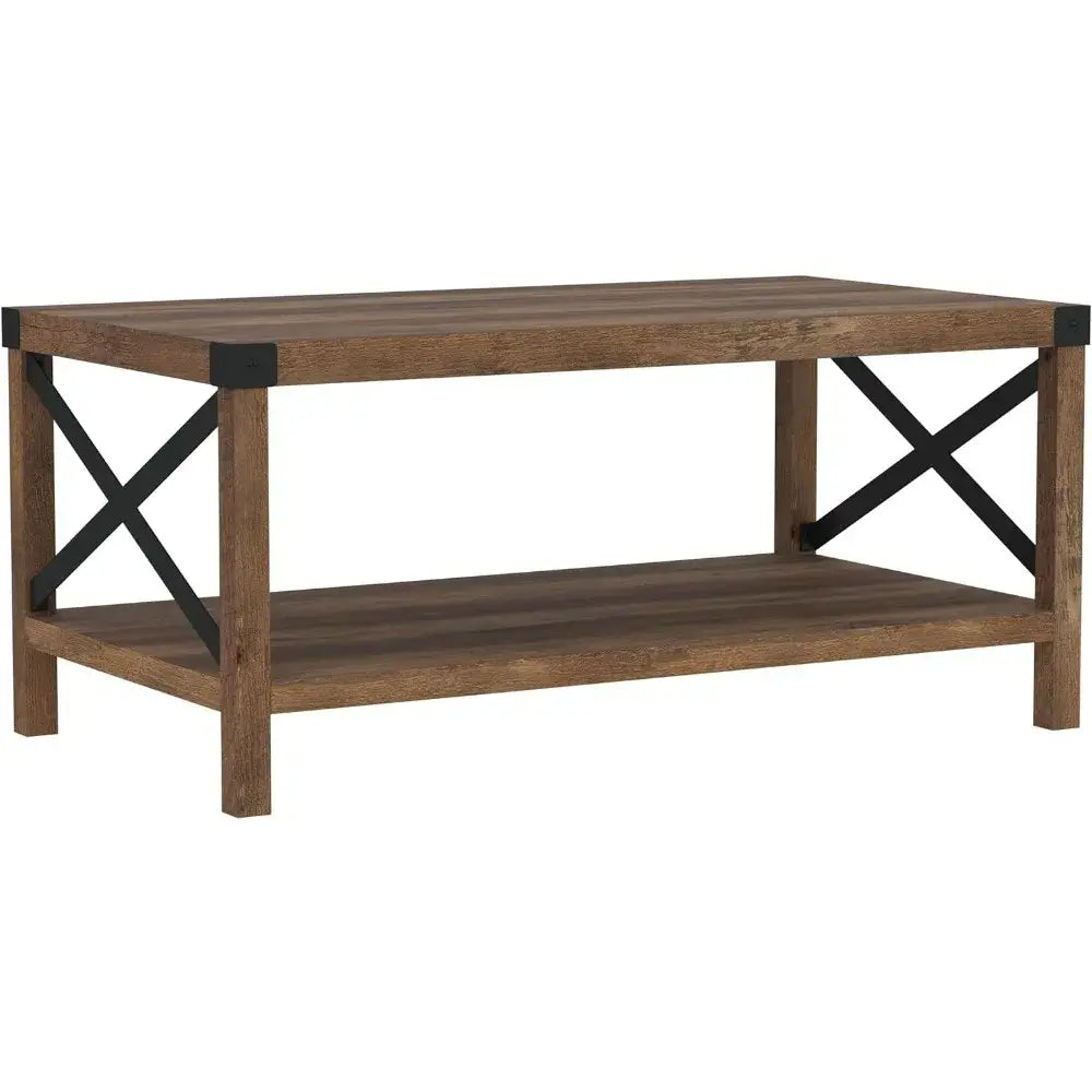 Modern Farmhouse Coffee Table, Rustic Oak