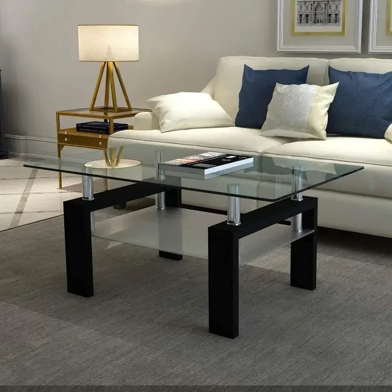 2-Tier Modern Side Coffee Table for Living Room