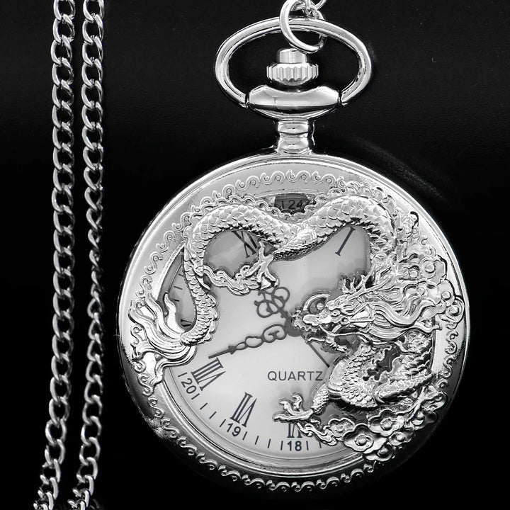 Silver Dragon-Shaped Pocket Watch