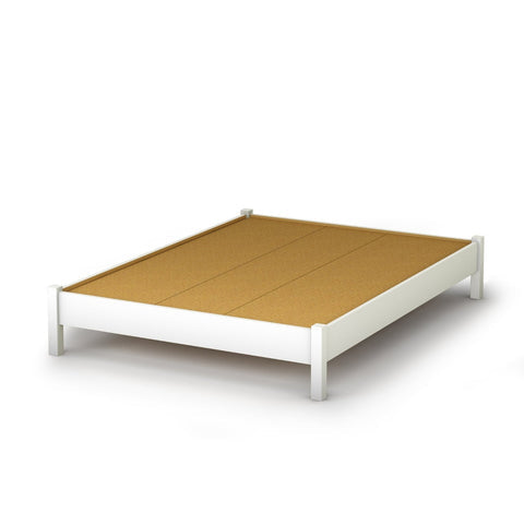 Full size Simple Platform Bed in White Finish - Modern Design